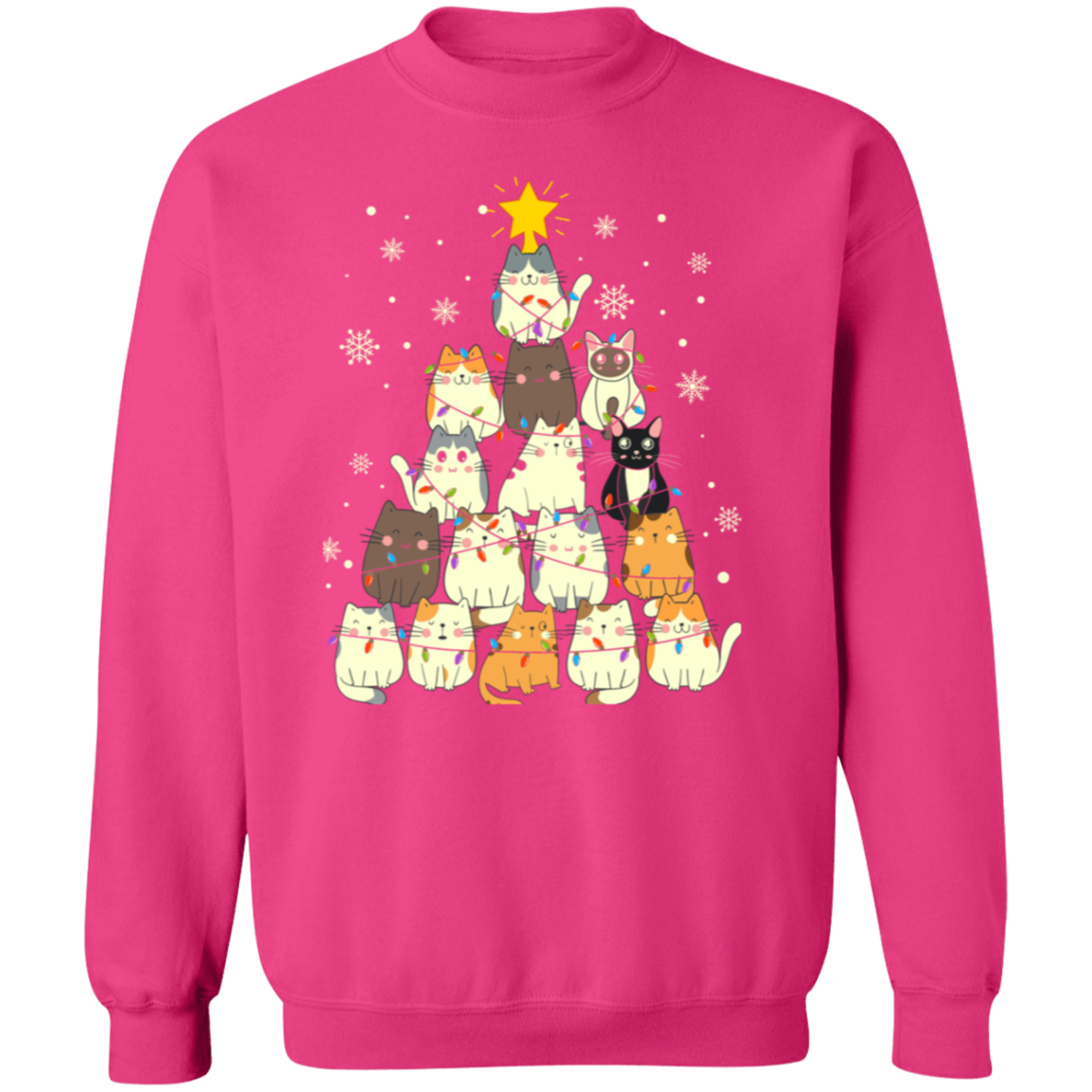 Meow Christmas Tree Pullover Sweatshirt