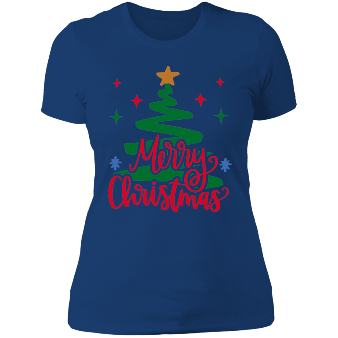 Merry Christmas River Tree Ladies' Boyfriend T-Shirt