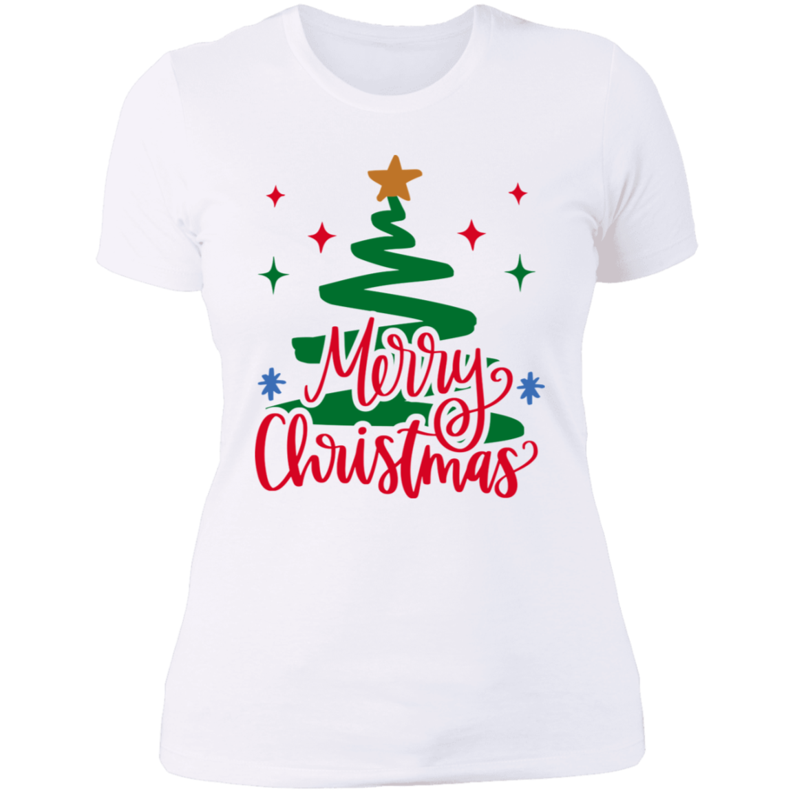 Merry Christmas River Tree Ladies' Boyfriend T-Shirt