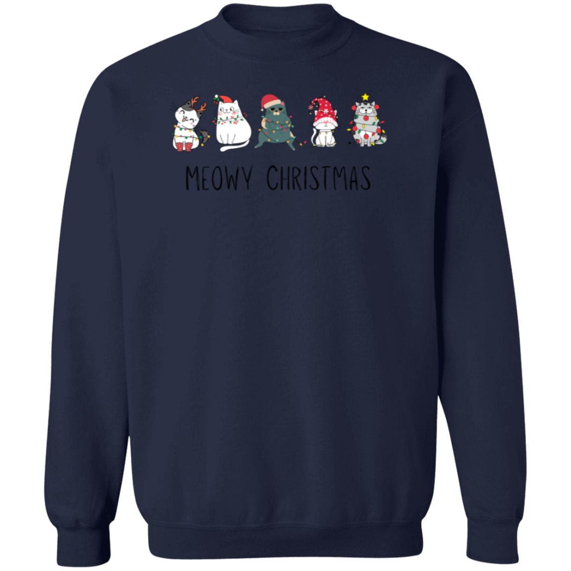 Meowy Cat Christmas Pullover Sweatshirt