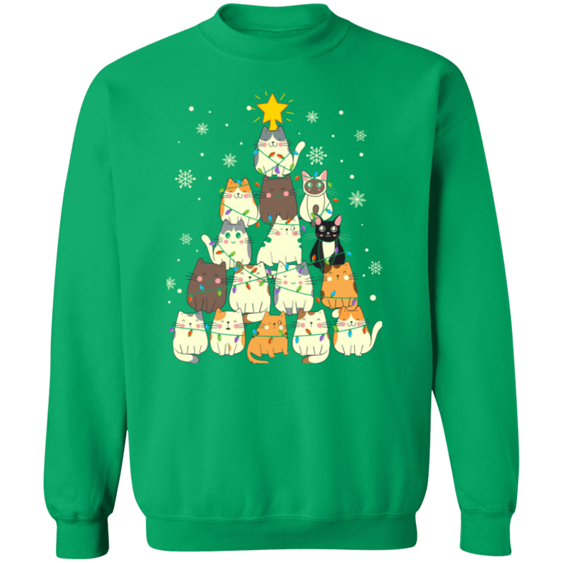 Meow Christmas Tree Pullover Sweatshirt