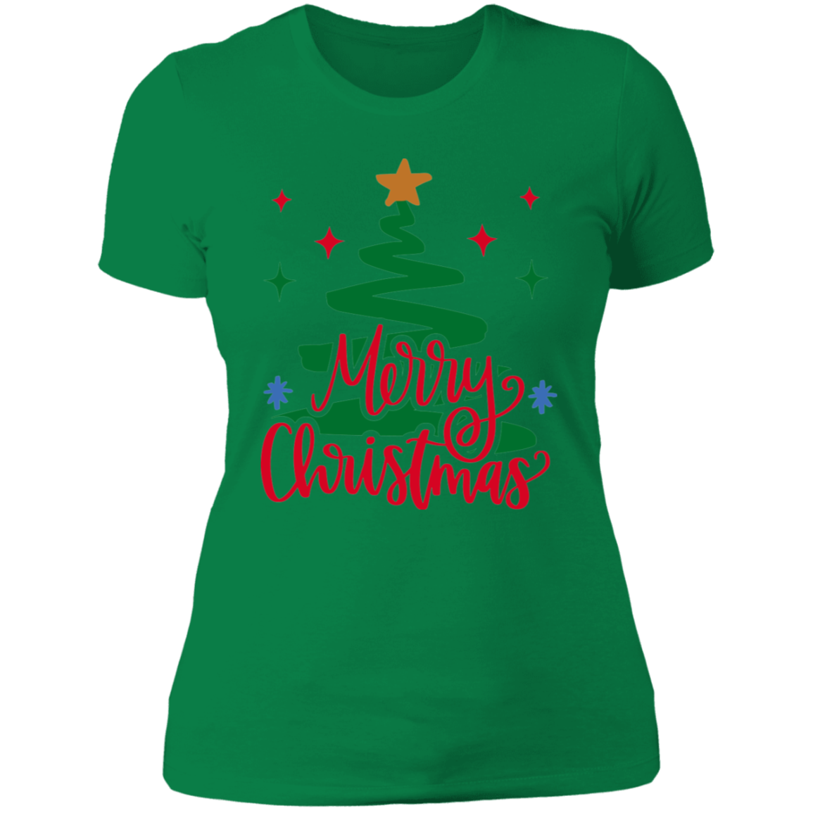 Merry Christmas River Tree Ladies' Boyfriend T-Shirt