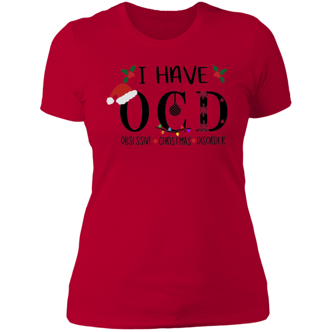 OCD Christmas Ladies' Boyfriend T-Shirt