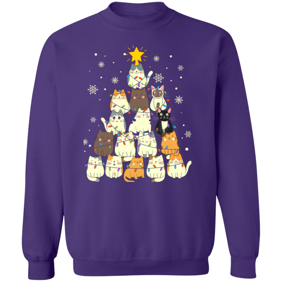 Meow Christmas Tree Pullover Sweatshirt