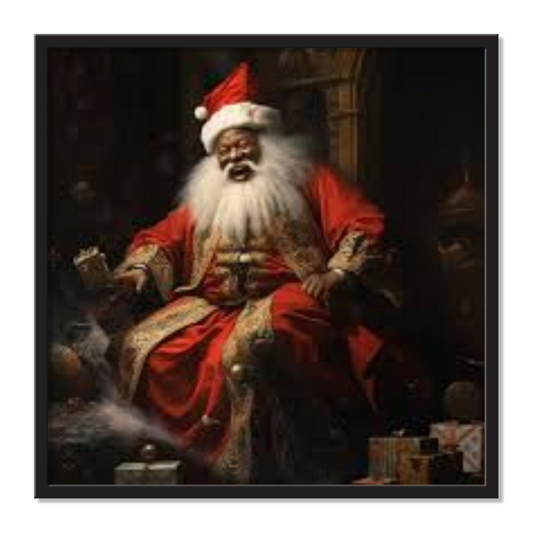 Black Santa Square  Wall Art Frame