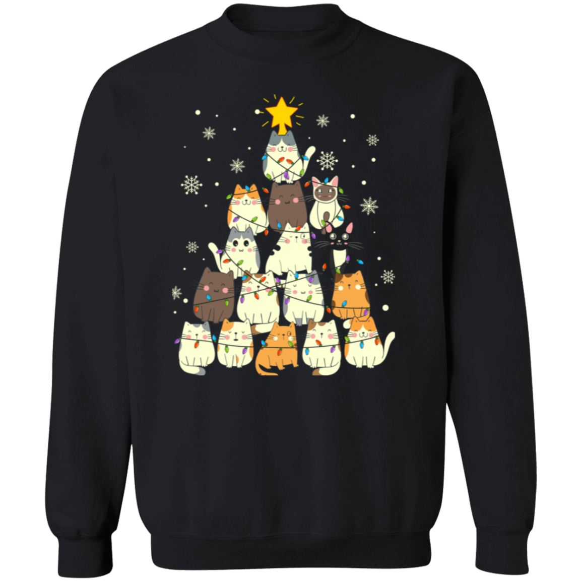 Meow Christmas Tree Pullover Sweatshirt