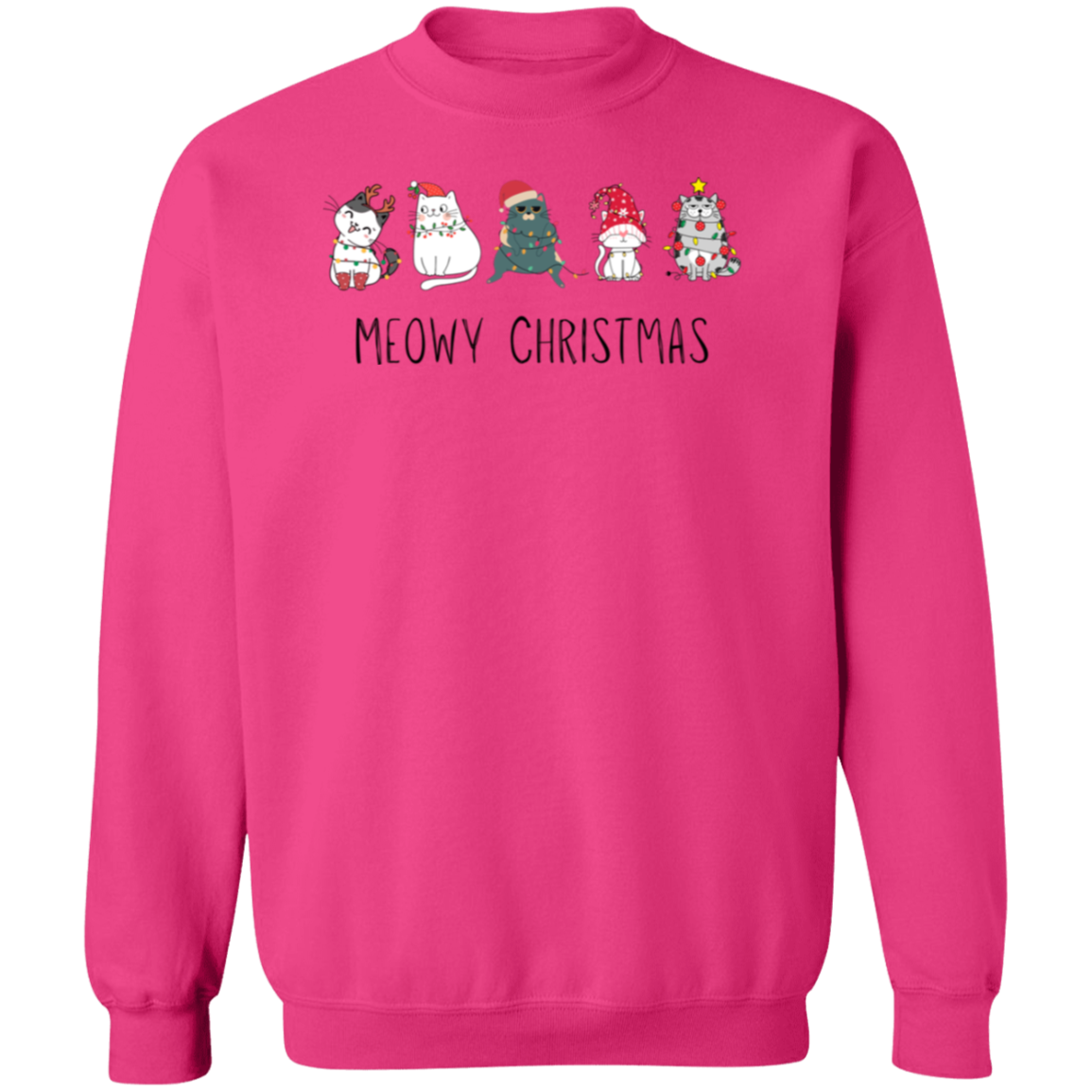 Meowy Cat Christmas Pullover Sweatshirt