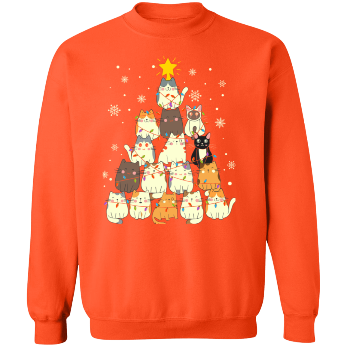 Meow Christmas Tree Pullover Sweatshirt