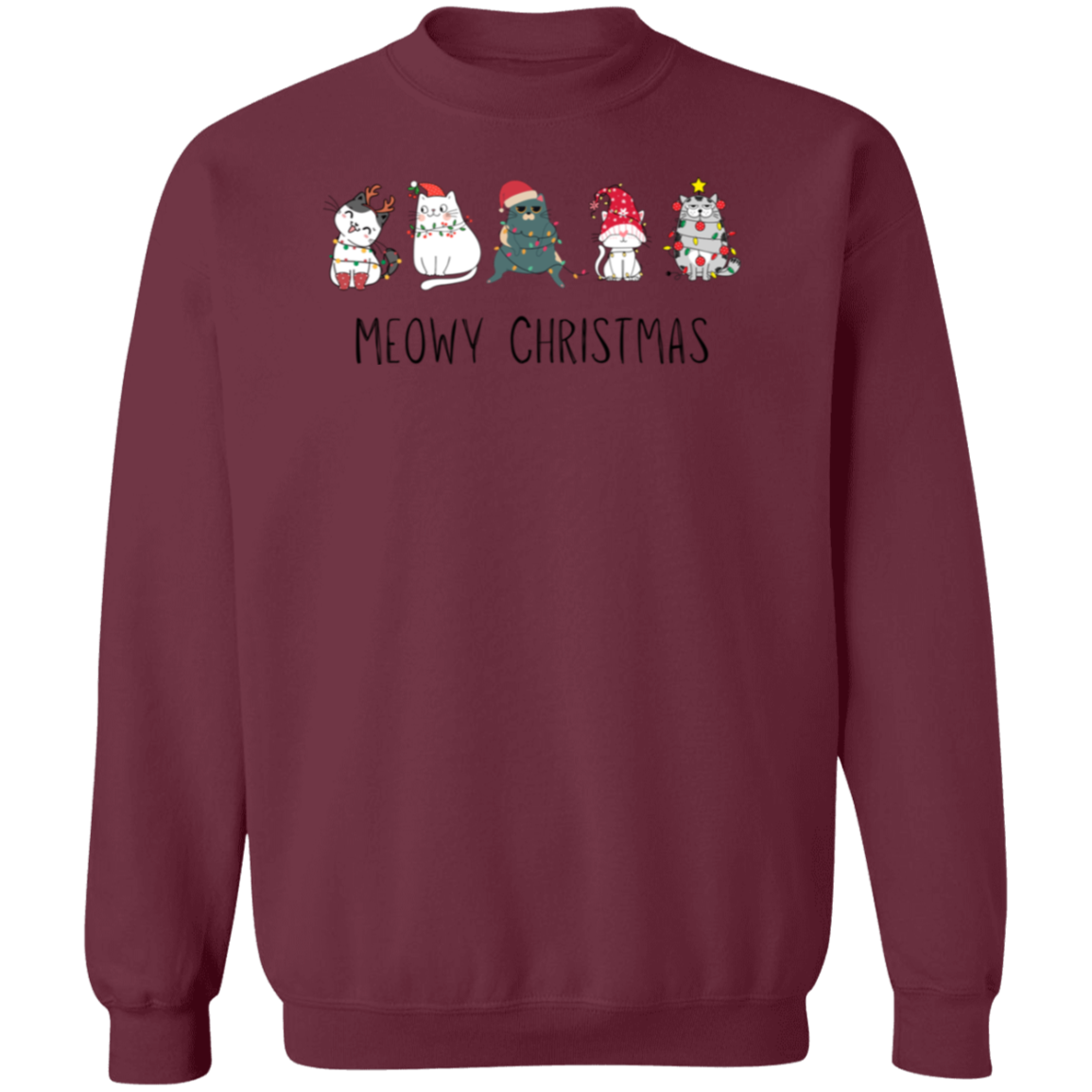 Meowy Cat Christmas Pullover Sweatshirt