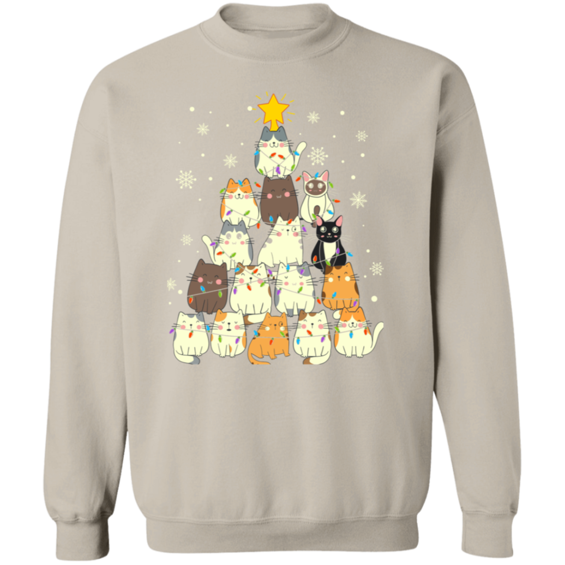 Meow Christmas Tree Pullover Sweatshirt