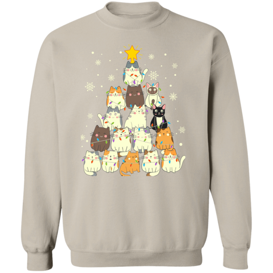 Meow Christmas Tree Pullover Sweatshirt