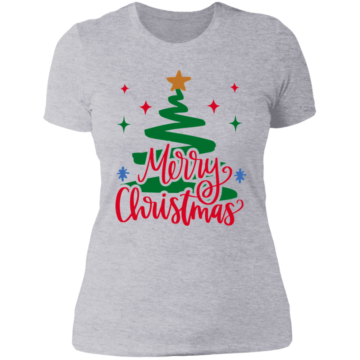 Merry Christmas River Tree Ladies' Boyfriend T-Shirt