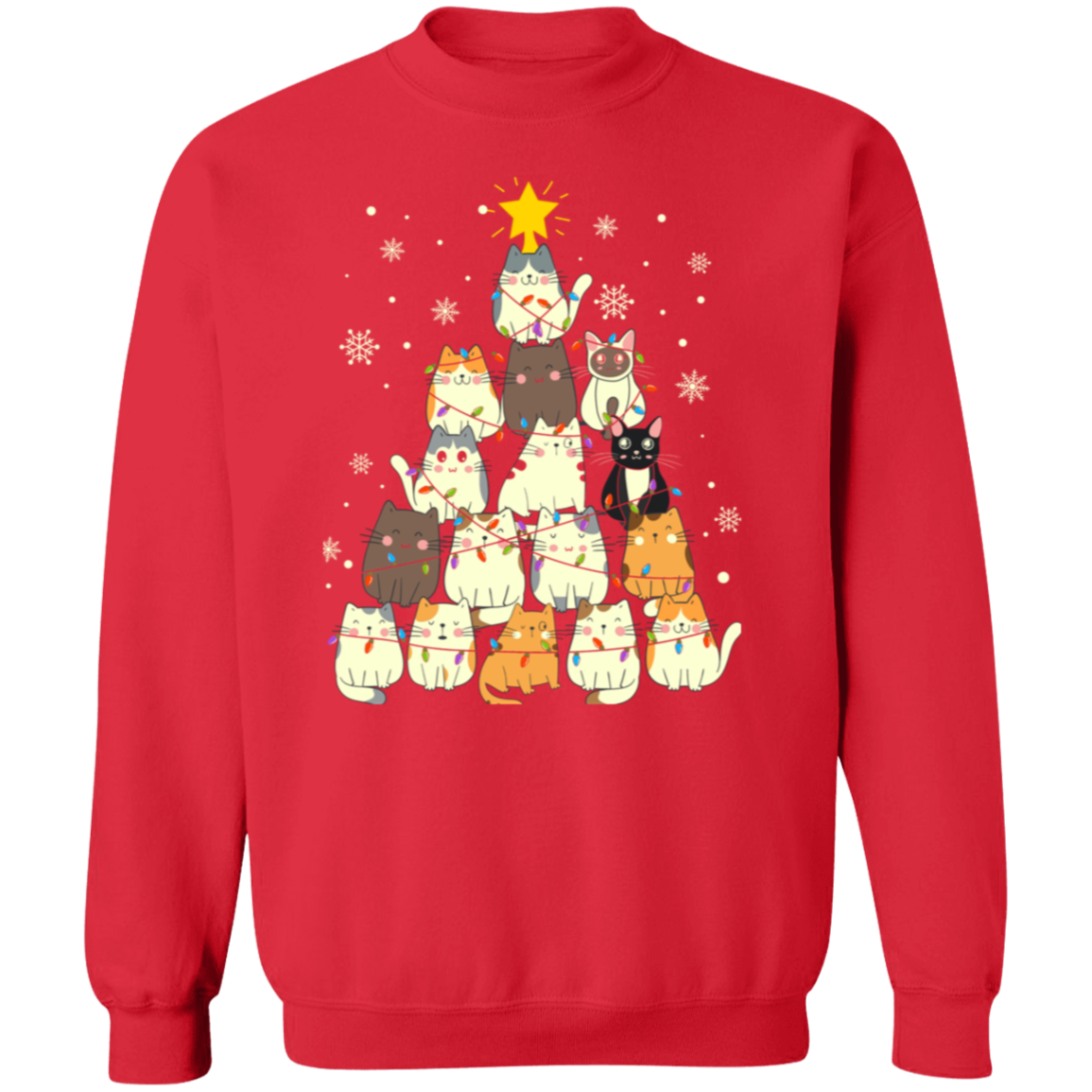 Meow Christmas Tree Pullover Sweatshirt