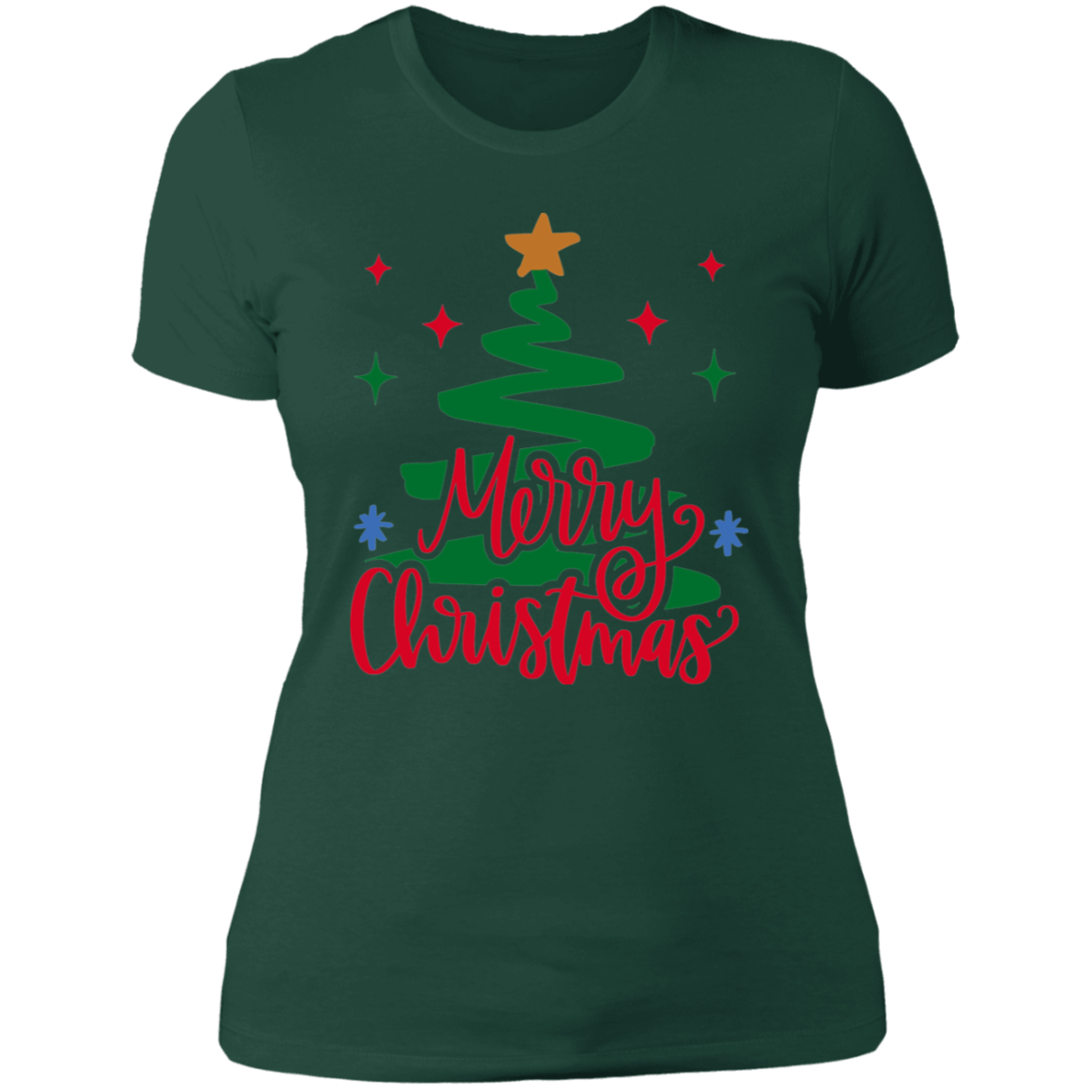 Merry Christmas River Tree Ladies' Boyfriend T-Shirt