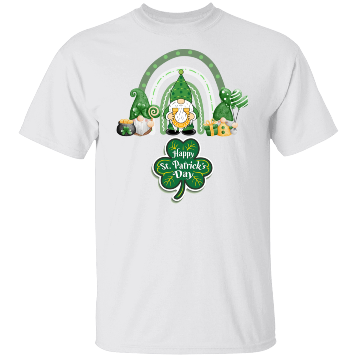 St. Patrick's Day Green Gnome Rainbow  T-Shirt