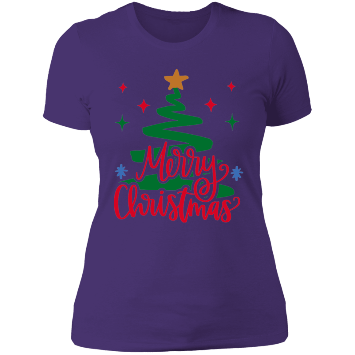 Merry Christmas River Tree Ladies' Boyfriend T-Shirt