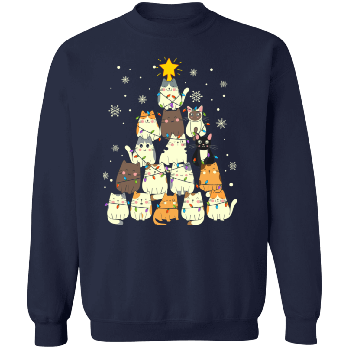 Meow Christmas Tree Pullover Sweatshirt