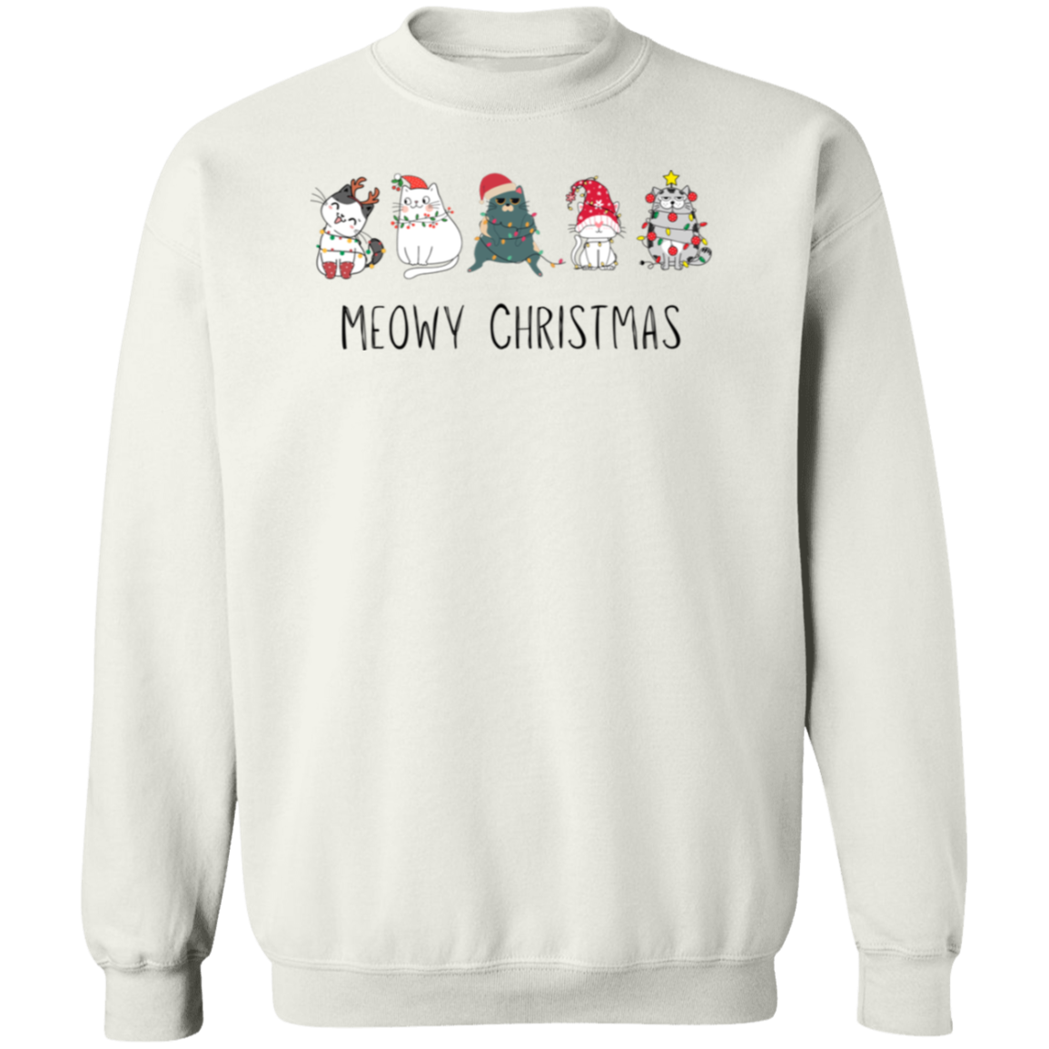 Meowy Cat Christmas Pullover Sweatshirt