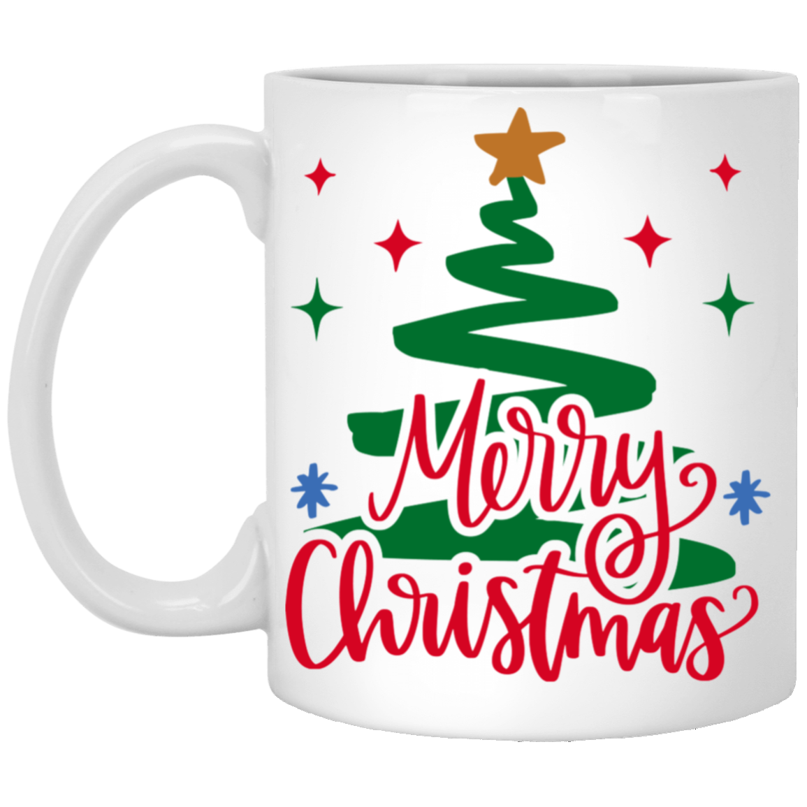 Merry Christmas Tree 11oz White Mug