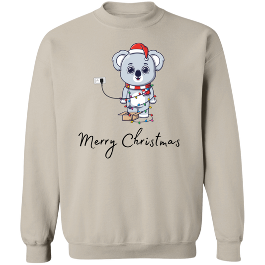 Plugged In Merry Christmas Bear Pullover Sweatshirt